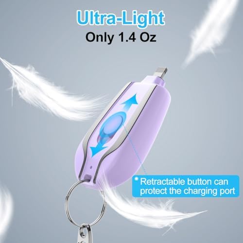 Compact Keychain Portable Charger – 2200 m Ah Emergency Power Bank for i Phone 14/13/12/11/XS/XR/8/7/6 Series – Ultra-Lightweight Fast Charging Battery Pack with Pass-Through Function and Multi-Protection Features – Ideal for On-the-Go Power Backup – White