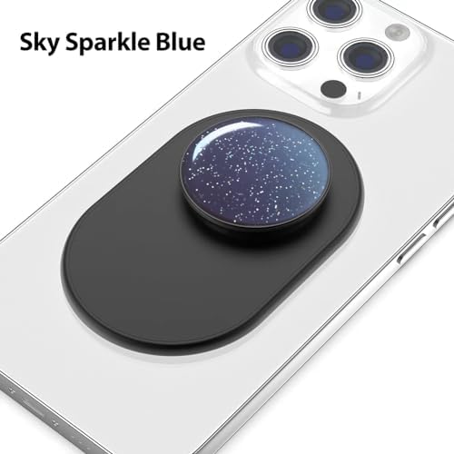 Sky Sparkle Blue Magnetic Phone Grip for Mag Safe | Innovative Finger Ring Holder & Kickstand | Effortless Wireless Charging Compatibility & Maximum Stability | Stylish i Phone Accessory for Hands-Free Usage & Enhanced Device Control