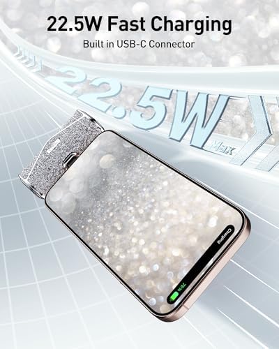 Sparkling 5000 m Ah Portable Charger by i Walk – 22.5 W High-Speed Power Bank with Integrated USB-C for i Phone 16/15 & Samsung Galaxy S25/S24 – Stylish Travel Companion for Effortless On-the-Go Charging and Continuous Power Output