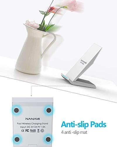 NANAMI Qi-Certified Fast Wireless Charging Stand with QC3.0 Adapter – 7.5 W for i Phone 16 Series & 10 W for Samsung Galaxy S24/S23/S22 – Ultimate Ergonomic Charging Station for Optimal Device Efficiency – Sleek Space-Saving Design for Home and Office Environments – Enhanced Safety Features for Reliable Use
