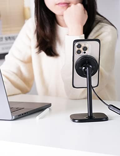 Lamicall All Lock Desktop Magnetic Wireless Charging Phone Mount(USB-C), Need Work with All Lock Airbag Case (Not Included) for iPhone or All Lock Universal Phone Snap Adaptor (Not Included) – Enhanced Compatibility and Speed