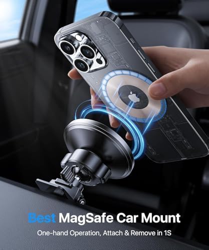 andobil [True Military-Grade for MagSafe Car Mount, 2025 Ultimate Magnetic Phone Holder for Car Dashboard Windshield Vent, Retractable Car Phone Holder Mount for iPhone 16 15 14 13 Pro Max Sumsung – Enhanced Compatibility and Speed