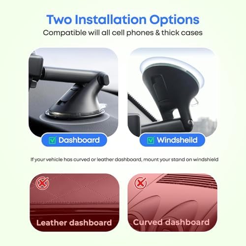 Universal 3-in-1 Car Phone Holder with Adjustable Suction Cup – Versatile Windshield, Dashboard & Air Vent Mount for i Phone 14, 15, 16 and Smartphones up to 6.8 Inches – Enhance Your Driving Safety and Accessibility