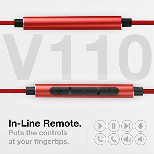 Thore V110 MFi Certified Braided Lightning Earbuds for i Phone – Sweat & Water-Resistant In-Ear Headphones with Built-in Mic and Volume Control – Perfect for Active Lifestyles and Seamless Connectivity with i Phone 12/13/14 Pro Max – Stylish Red Design for Enhanced Durability and Comfort
