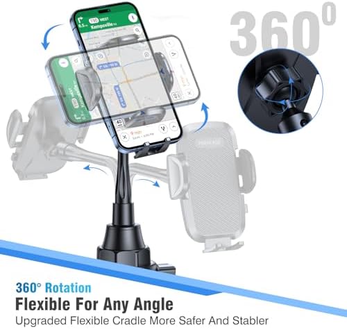 Elevate Your Driving Experience with the Miracase 2025 Universal Rotatable Cup Phone Holder – Adjustable Neck Car Mount Compatible with i Phone, Samsung, Google Smartphones – Sturdy Design for Safe Navigation Access and Hands-Free Calls