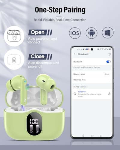 Elevate Your Audio Experience with Rose Gold Wireless Earbuds – Bluetooth 5.4 Connectivity, IP7 Waterproof Protection, and 36-Hour Playtime – Perfect for Active Lifestyles, Sports, and Seamless Communication – Stylish Comfort and Superior Noise-Cancellation for Uninterrupted Listening