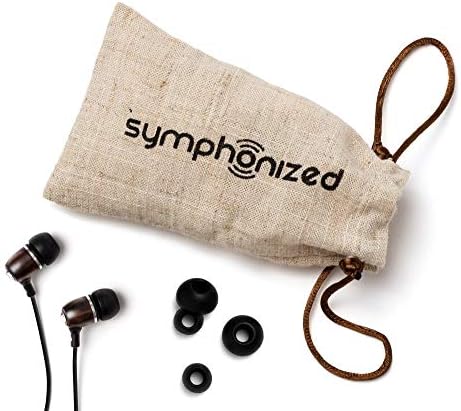 Experience Premium Sound with Symphonized Bling Genuine Wood In-Ear Noise-Isolating Headphones – Eco-Friendly Design, Built-In Mic, and Tangle-Free Nylon Cable for Enhanced Audio Compatibility in Gray
