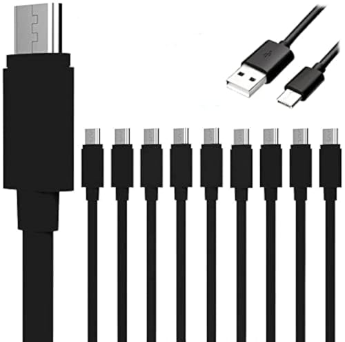 Bulk Pack of 10 Type C Fast Charge USB Cables for Samsung Galaxy – Rapid Charging Solution with Enhanced Durability and Compatibility for S25, S24, S23, S22, S21, S20, S10+ and More (Black) – Effortless Power Delivery for Home and Travel