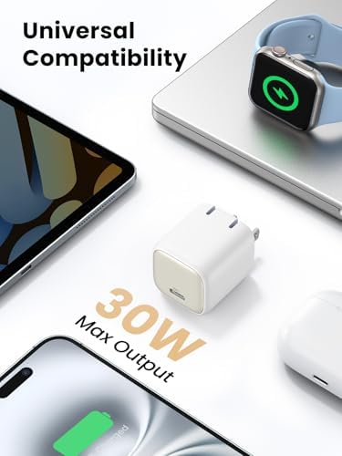 Ultra-Fast UGREEN 30 W USB C Charger – Foldable Ga N Power Adapter for i Phone 16/15/14/13 & Galaxy S25/S24/S23 – Compact Wall Charger with Programmable Power Supply for Optimal Charging Performance – Perfect for Travel & Everyday Use