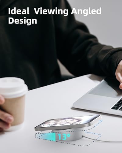 Stouchi Mag- Safe Charger Stand for 25W/15W MagSafe Charger Heavy-Duty Premium Metal Holder Base Desktop Tablet Mount for iPhone 16 Pro /16/15 Pro/15/14/13/12 -Silver – Enhanced Compatibility and Speed