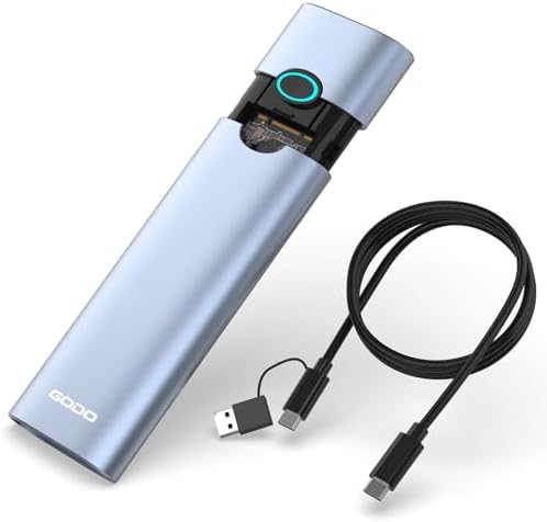 GODO RGB M.2 PCIe NVMe & SATA External SSD Enclosure – Ultra-Fast USB-C Adapter with Tool-Free Installation, 10 Gbps Transfer Speed, UASP & TRIM Support, Stylish RGB Lighting for Enhanced Portability and Performance