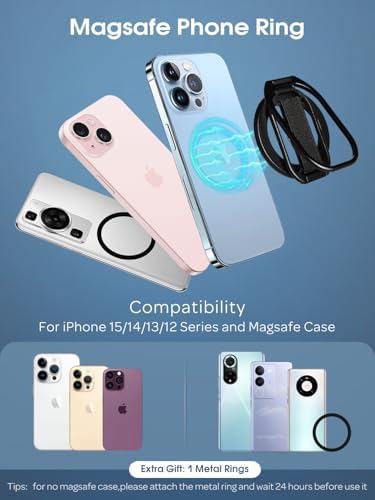 Revolutionize Your Smartphone Handling with the Mindsky Aluminum Alloy Mag Safe Phone Ring Holder – Ultimate Grip for i Phone 16 Pro Max/15/14/13/12 & Android Devices, Lightweight with Secure Finger Strap, Stylish Durability for Everyday Use and Enhanced Safety