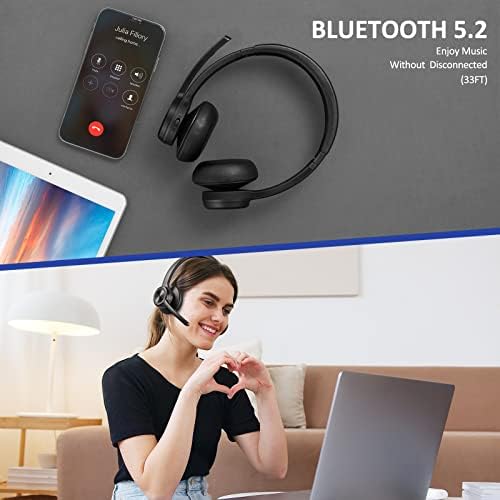 Ultra-Comfort Bluetooth Headset V5.2 – Wireless On-Ear Headphones with Advanced Noise Cancellation and Superior Call Clarity for Smartphones and Laptops – Lightweight Design with Extended Battery Life for Uninterrupted Audio Experiences
