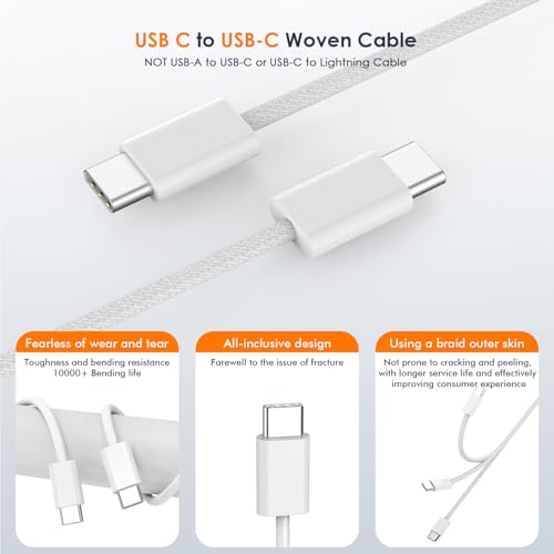 Ultimate Fast Charging Set for i Phone 16/15 – MFi Certified 2-Pack Type C Wall Charger with 6 FT Durable Woven USB-C Cables for i Phone 16 Pro Max, i Phone 15 Plus, i Pad Pro/Air/Mini – Enhanced Speed, Compatibility, and Portability for Home and Travel