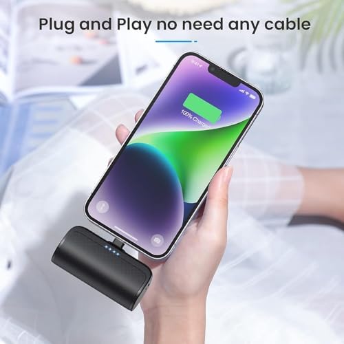 Dual Pack Mini Portable i Phone Charger 5200 m Ah – Ultra-Compact 20 W PD Fast Charging Power Bank for i Phone 14, 13, 12, 11, X, 8, 7, 6 Series – Perfect Travel Companion for Quick Device Recharges and Enhanced Compatibility