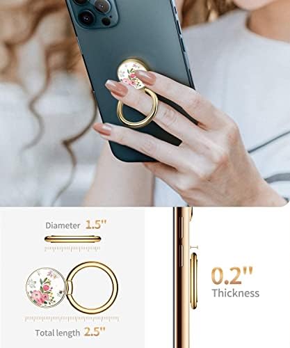 Blue Butterfly Marble Pattern Cell Phone Ring Stand – 360° Rotating Finger Holder for Secure Grip and Versatile Kickstand, Compatible with All Smartphones Including i Phone and Samsung Galaxy, Perfect for Magnetic Car Mounts