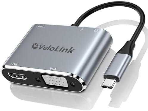 Revolutionize Your Workspace with VELOLINK 5-in-1 USB-C Hub: High-Speed Multi-Port Adapter with HDMI, VGA, USB 3.0, 3.5 mm Audio & 100 W Power Delivery for Effortless Connectivity and Enhanced Productivity