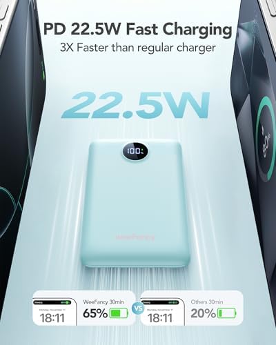 Ultra-Slim 10,000 m Ah Mini Power Bank with Built-in Cables – 22.5 W Fast Charging USB-C Battery Pack for i Phone 16/15/14 and Samsung Galaxy 24/23 – Essential Travel Charger for On-the-Go Power Needs