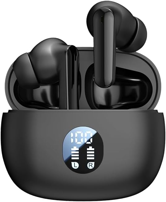 Enhance Your Lifestyle with Beige Bluetooth 5.4 Wireless Earbuds – Experience Superior Noise Cancelling Technology, Immersive Stereo Bass, and IPX7 Waterproof Durability – 30-Hour Playtime with LED Battery Indicator – Ideal for Sports, Gaming, and Professional Use