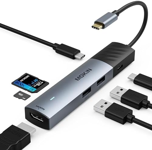 MOKi N 7-in-1 USB C Hub – Ultimate Connectivity Solution with 4 K HDMI, 100 W Power Delivery, and Dual SD Slots for Mac Book, i Pad & Laptops – Enhance Productivity and Streamline Your Workspace