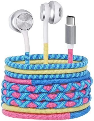 URIZONS Premium Braided USB-C Earbuds – Exceptional In-Ear Headphones with Noise Cancelling Microphone, Custom Volume Control & Universal Compatibility for i Phone 15/16, Google, Huawei – Superior Sound Isolation & Durable Fabric Cord for Ultimate On-the-Go Audio Experience