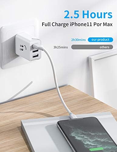 Triple-Output USB Wall Charger Block – 3.1 A Fast Charging 3-Port Adapter for i Phone & Android Devices – UL Certified Compact Power Cube for Home, Office, and Travel – Enhanced Compatibility with i Phone 11/Xs/XS Max/XR/X/8/7/6/Plus, i Pad Air/Mini, Galaxy S10/9/8/7, Note 9/8, Nexus – Reliable and Efficient Charging Solution