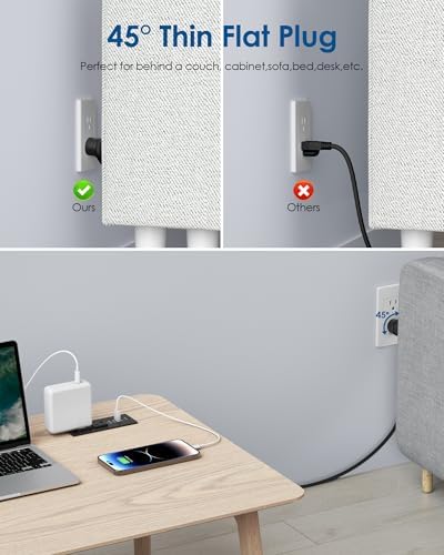 Recessed Power Strip with USB C PD Fast Charging – 30 W Flush Mount Desk Outlet for Space-Saving Convenience, 2 AC Outlets & 2 USB Ports, 6 ft Cord, Ultra Thin Flat Plug for Tidy Workspaces – Perfect for Home Offices and Multi-Device Charging Solutions