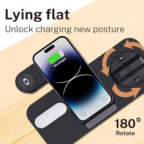Ultimate 6-in-1 Wireless Charging Dock for i Phone 16/15/14/13, Apple Watch Series, Air Pods Pro – Super-Fast Qi-Certified Charging Station with QC3.0 Adapter for Seamless Device Compatibility and Safety Features – Perfect for Home and Travel Use