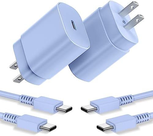 Ultra-Fast 25 W PD Type C Charger Duo with 6 ft USB-C Cables – Essential Charging Set for Android Galaxy S25, S24, S23, S22, S21, Note Series – Compact Design, Enhanced Safety Features, Ideal for Home & Travel