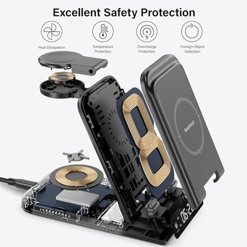 Ultimate 3-in-1 Wireless Charging Station for Samsung Z Flip Series & Galaxy Devices – Fast Charging Dock for Galaxy Watch Ultra/7/6/5 Pro & Galaxy Buds – Travel-Friendly, Adapter-Free Design for Enhanced Compatibility and Efficiency