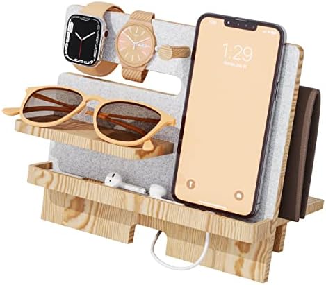 Wood Phone Docking Station, Nightstand Organizer, Men’s Birthday Gifts Ideas, Husband Gifts from Wife, for Him, Husband from Wife, Regalos para Hombres, White – Enhanced Compatibility and Speed