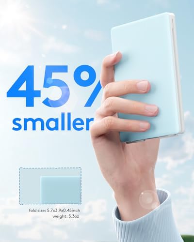 Samsers Portable Foldable Bluetooth Keyboard – Ultra Slim Wireless Keyboard with Stand for i OS, Android & Windows Devices – Rechargeable Multi-Device Travel Keyboard for Effortless Typing on the Go – Sleek Black Design