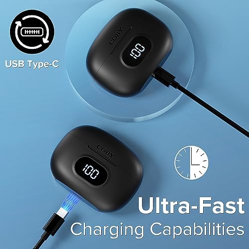 Coby True Wireless Earbuds with Smart Battery Indicator Case | Ultra-Light Bluetooth Earbuds Featuring Built-in Mic and Sweat-Proof Gel Tips | Perfect for Active Lifestyles with Up to 10-Hour Playtime (White) – Seamless Device Compatibility and Effortless Connectivity