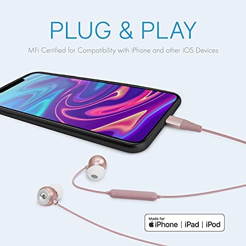 Premium Lightning Earbuds – Apple MFi Certified In-Ear Headphones with Enhanced Bass, Built-In Microphone for Hands-Free Calling, and Track Controls – Vibrant Red for Ultimate Style and Compatibility