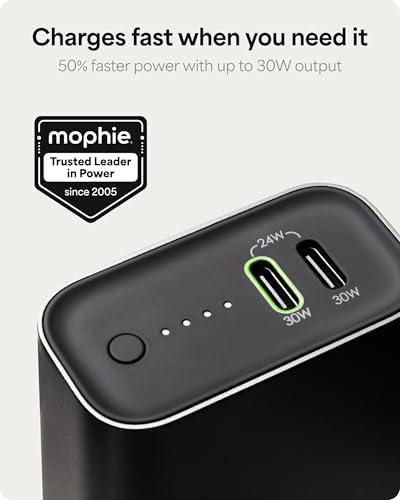 Mophie Powerstation Mini 5,000 m Ah Portable Power Bank – Ultra-Fast 20 W USB-C PD Charger for Rapid Device Recharging, Compact Pocket-Sized Design with LED Battery Indicator, Includes USB-C Cable for Instant Connectivity, Essential Travel Accessory for On-the-Go Smartphone Power