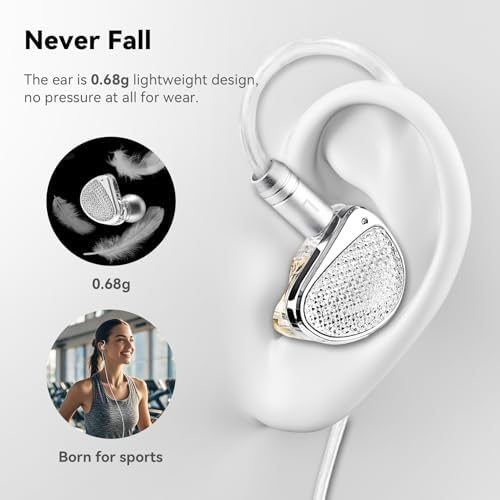 STA-K Elite Dual Driver In-Ear Monitors – Premium Wired Earbuds for Musicians and Audiophiles with Customizable Detachable Cable, Exceptional High Fidelity Sound Clarity, Ergonomic Comfort Design for Extended Use, Sleek Silver Aesthetic, Optimal Sound Isolation for Studio and Live Performance