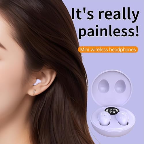 Invisible Mini Bluetooth Earbuds for Small Ear Canals – Ultimate Comfort with Noise Isolation for Work and Sleep – Lightweight Design, Fast Pairing & Superior Audio Quality for Discreet Listening Anywhere