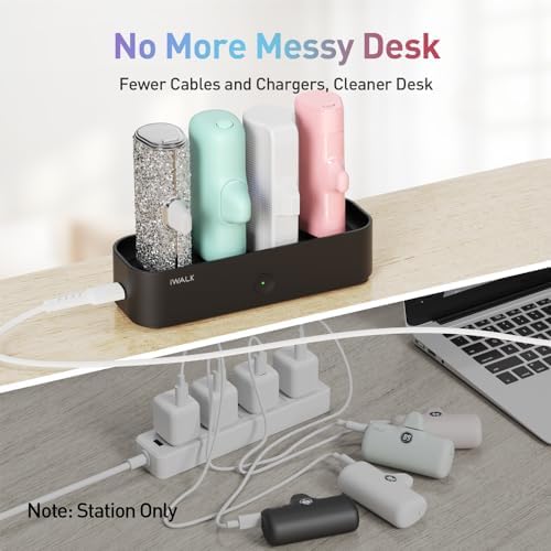 i WALK Family-Sized USB-C Charging Station for Portable Power Banks – Efficient Multi-Device Dock for i Phone & More – Sleek Design, Fast Charging, Enhanced Compatibility – Ideal Home & Office Solution in White