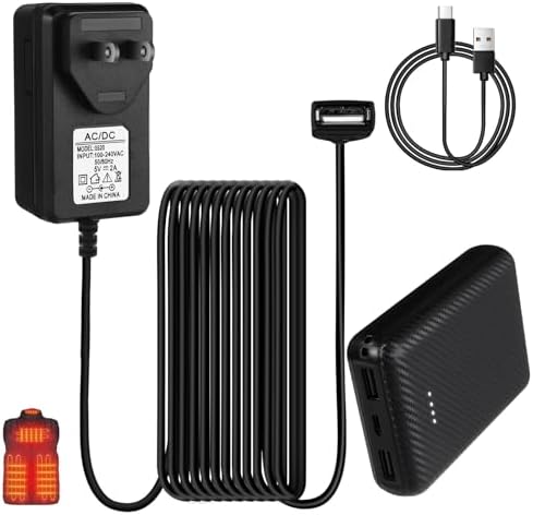 12000 m Ah Portable Power Bank for Heated Clothing – 5 V 2 A Charger for Vests, Jackets, and Hoodies – Lightweight Battery Pack with USB Wall Adapter for All-Day Warmth and Fast Charging – Essential Accessory for Outdoor Adventures