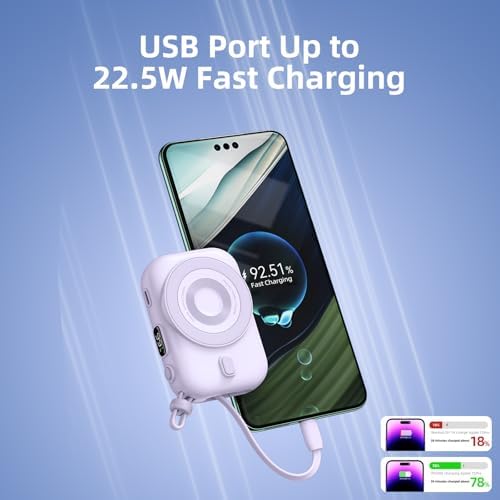 Magnetic Power Bank 10000 m Ah for i Phone – Fast Charging Wireless Charger with LED Display & Type-C Cable – 22.5 W PD Compatible Battery Pack for i Phone 16/15/14/13/12 Series – Sleek, Portable Design for Effortless On-the-Go Charging