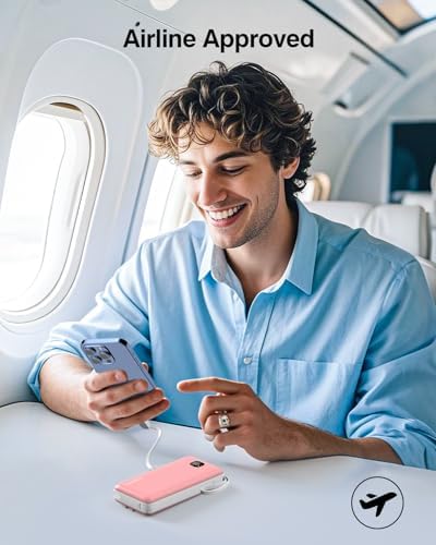 Ultra-Slim 10000 m Ah Fast Charging Power Bank with Built-In Cables & AC Plug – Versatile 5 Output USB-C Portable Charger for i Phones, Samsung, Android & More – Perfect for Travel & On-the-Go Power Solutions