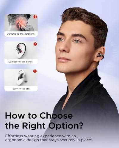 Elevate Your Sound Experience with truefree B1 Open-Ear Wireless Earbuds – Cutting-Edge Bluetooth 5.4 Technology, Immersive Spatial Audio, Ultra-Lightweight Clip-On Design, 25-Hour Long Battery Life with Quick Charge, Effortless Multipoint Connectivity for Smooth Device Switching, and Customizable Audio Settings via App for Personalized Listening Excellence. Perfect for Active Lifestyles, These Innovative Earbuds Combine Comfort and Awareness, Allowing You to Enjoy Music, Podcasts, and Calls While Staying Aware of Your Surroundings. Designed for Everyday Use, Whether at the Gym or on the Go, truefree B1 Offers Unmatched Sound Quality and Convenience, Transforming Your Audio Journey with Each Note.