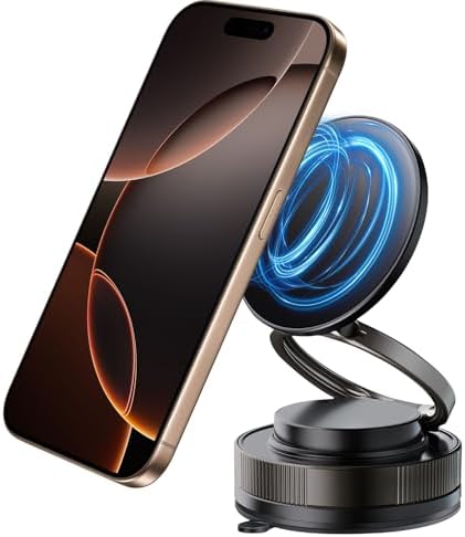 Revolutionary 360° Magnetic Car Phone Holder – Adjustable Vacuum Suction Mount for i Phone 12/13/14/15/16 with Mag Safe Compatibility for Enhanced Safety and Convenience on the Road