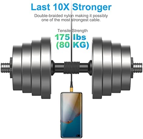 Premium 10 FT USB Type C Cables – Fast Charging 3 A, 3-Pack Nylon Braided Quick Charger Cords for Samsung Galaxy S21/S20/S10/S9/S8 Plus, Note 20/10/9/8, LG V50/V40/G8 – Durable & Tangle-Resistant Blue Charging Solution for Maximum Efficiency