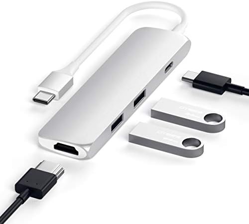 Satechi 4-in-1 USB-C Hub Multiport Adapter – Enhance Your Connectivity with 4 K HDMI Output, Dual USB 3.0 Ports, and a Sleek Black Design for Mac Book & Chromebook Users – Perfect for Remote Work and Media Streaming