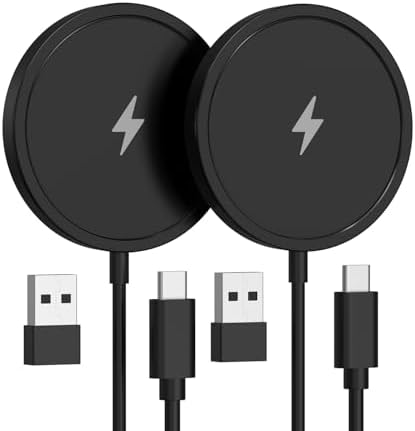 Effortless Power: 15 W Magnetic Wireless Charger Duo for i Phone and Air Pods, Compatible with i Phone 12-16 Series – Sleek Black Design for Rapid Charging and Seamless Device Alignment, Ideal for Home and Office Use