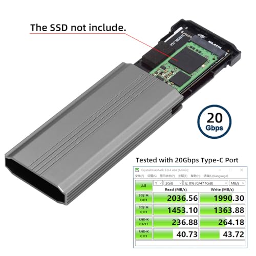 Supercharge Your Storage with Cablecc USB4 20 Gbps Type-C M.2 NVME/SATA SSD Enclosure – Effortless Data Transfer and Maximum Compatibility for 2280/2242/2260 mm Drives – RTL9220 Chipset for Enhanced Performance and Portability