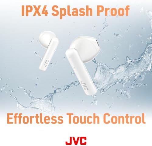 JVC HAA4 TB True Wireless Bluetooth 5.1 Earbuds – Lightweight Design with Enhanced 12 mm Audio Drivers for Superior Sound Quality, IPX4 Waterproof for Active Use, and Up to 30 Hours Playtime – Ideal for Music and Calls on the Go