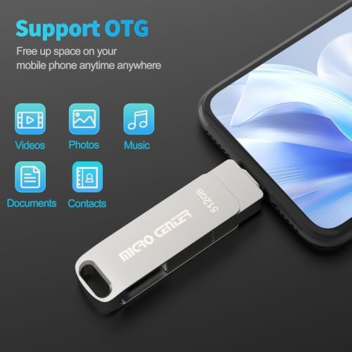 Unleash Your Storage Potential with the Micro Center 128 GB USB 3.2 Dual Drive – Fast 200 MB/s Transfer Speeds for Type-C & OTG Type-A Devices, Perfect for Android, Mac, and More – Sleek Swivel Metal Design for Ultimate Versatility and Durability