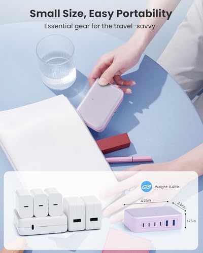 200 W USB C Charging Hub with 6 Ports – Ga N IV Foldable Wall Charger for Rapid Device Power-Up, PD 65 W Laptop Charger for Mac Book Pro, Dell, i Phone 16/15, i Pad, Galaxy & Steam Deck – Compact & Travel-Friendly Fast Charging Solution